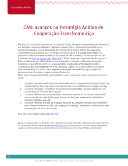 CAN: avanços na Estratégia Andina de Cooperação Transfronteiriça