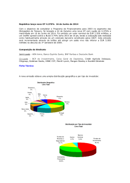 República lança nova OT 4.375% 16 de Junho de 2014 Com