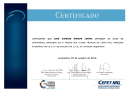 Certificamos que José Geraldo Ribeiro Junior - DEPT - Cefet-MG