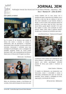 Jornal JEM – Escola Municipal Coronel Felício