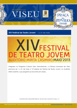 Dia 24 - XIV Festival de Teatro Jovem 1 a 31 de maio