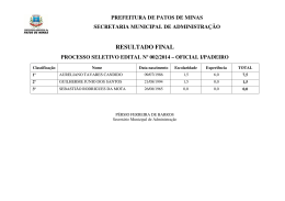 RESULTADO FINAL - Prefeitura Municipal de Patos de Minas