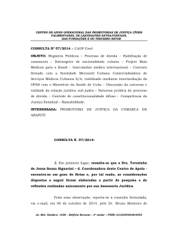 Consulta n. 57/2014 - Centro de Apoio Operacional das Promotorias