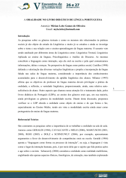 A oralidade no livro didático de língua portuguesa