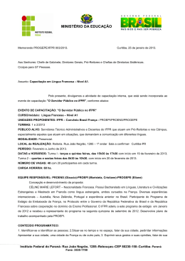 Memorando nº 003/2013 PROGEPE/IFPR