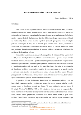 O LIBERALISMO POLÍTICO DE JOHN LOCKE Francy José Ferreira