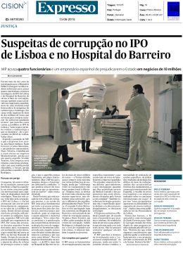Suspeitas de corrupção no IPO de Lisboa e no Hospital do Barreiro