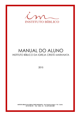 MANUAL DO ALUNO - Instituto Bíblico