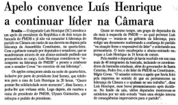 Apelo convence Luís Henrique a continuar líder na Câmara