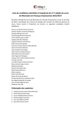 Lista de candidatos admitidos à frequência da 17.ª edição do curso