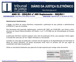 EDIÇÃO 495 Suplemento - SEÇÃO I - Tribunal de Justiça do Estado