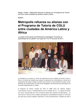 Metropolis refuerza su alianza con el Programa de Tutoría de CGLU