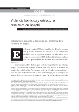 Violencia homicida y estructuras criminales en Bogotá