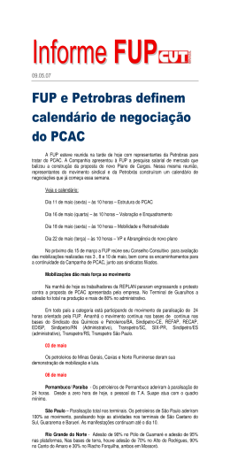FUP e Petrobras definem calendário de negociação do PCAC