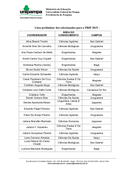 Lista preliminar dos selecionados para o PBIP 2015 -