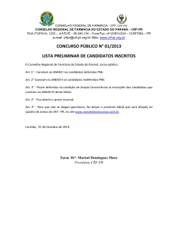 concurso público n° 01/2013 lista preliminar de candidatos inscritos