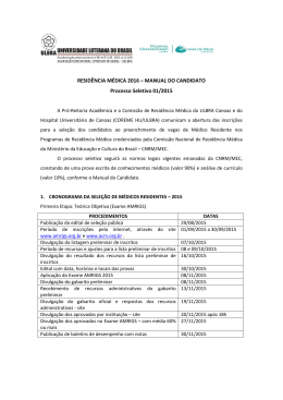 MANUAL DO CANDIDATO Processo Seletivo 01/2015