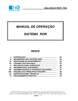 manual de operação modelo SISTEMA