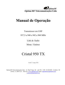 Manual de operação - Optima RF Telecomunicações LTDA