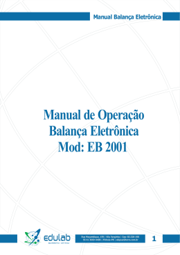 Manual de Operação Balança Eletrônica Mod: EB
