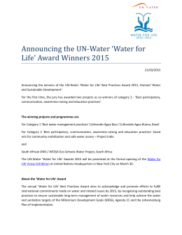 Announcing the UN-Water `Water for Life` Award Winners 2015