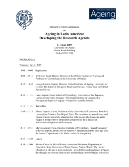 Ageing in Latin America: Developing the Research Agenda