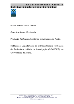 Cristina Gomes - APP – Associação Portuguesa de Psicogerontologia