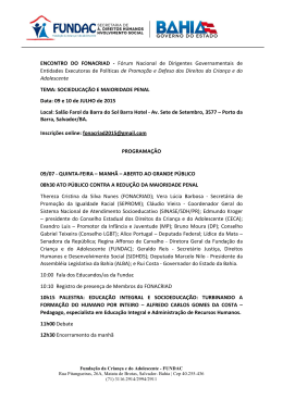programação fonacriad - Tribunal de Justiça do Estado da Bahia