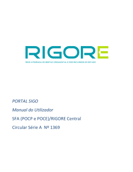 PORTAL SIGO Manual do Utilizador SFA (POCP e POCE)/RIGORE