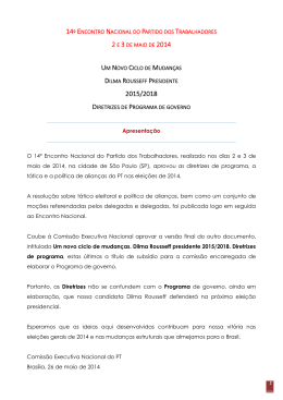 Diretrizes do Programa de Governo Dilma Presidente 2014