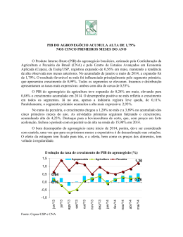 PIB do Setor Agropecuário - Maio a Agosto de 2014