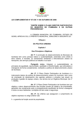 Plano Diretor - Câmara Municipal de Itumbiara