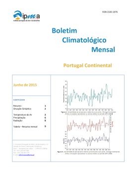 Boletim Climatológico, Junho 2015 - Instituto Português do Mar e da