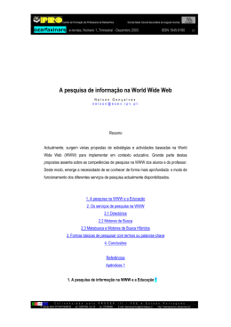 A pesquisa de informação na World Wide Web