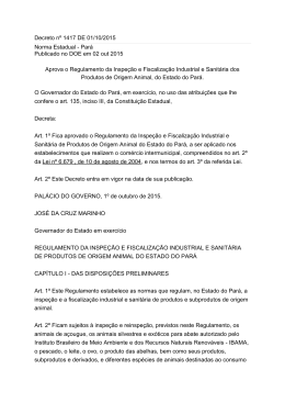 Decreto nº 1417 DE 01/10/2015 Norma Estadual - Pará