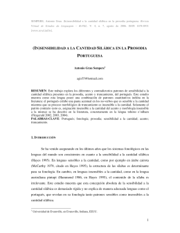 (in)sensibilidad a la cantidad silábica en la prosodia portuguesa