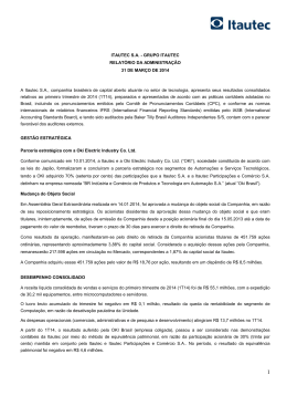 Itautec - Relatório da Administração de 31 de março de 2014