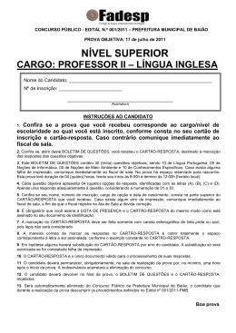 PROFESSOR II - LINGUA INGLESA
