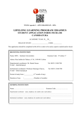 lifelong learning program /erasmus student application form