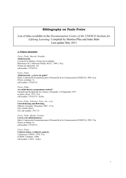 Bibliography on Paulo Freire List of titles available in the