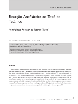 Reacção Anafiláctica ao Toxóide Tetânico