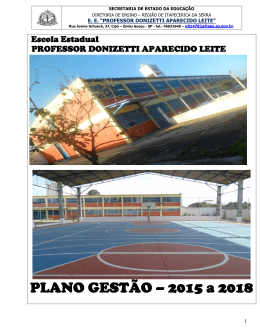 PLANO GESTÃO – 2015 a 2018 - Diretoria de Ensino Região de
