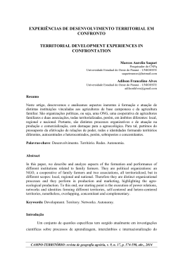 experiências de desenvolvimento territorial em confronto territorial