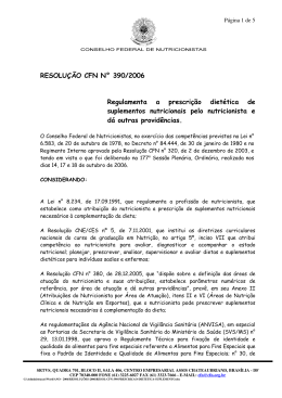 RESOLUÇÃO CFN nº 390/2006 - Conselho Federal de Nutricionistas