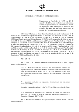 CIRCULAR Nº 3.752, DE 27 DE MARÇO DE 2015 Regulamenta a