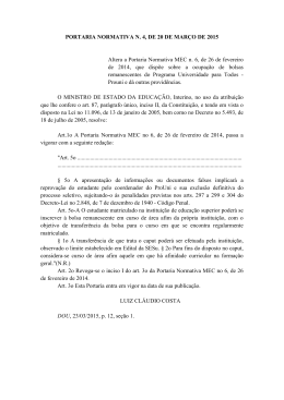Portaria Normativa nº 4, de 20 de março de 2015