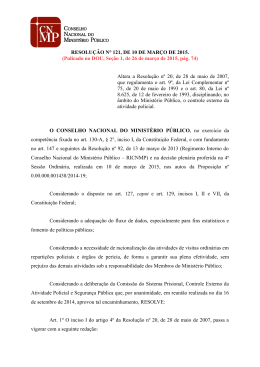 RESOLUÇÃO N° 121, DE 10 DE MARÇO DE 2015.