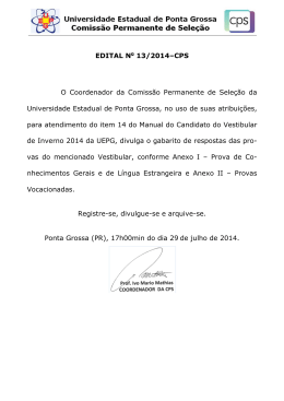 Edital nº 13-2014 - Gabarito - Vestibular de Inverno 2014
