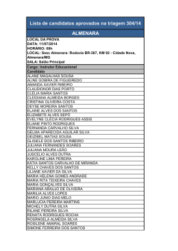Lista de candidatos aprovados na triagem 304/14 ALMENARA