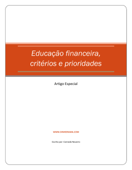Educação financeira, critérios e prioridades